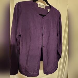 Amanda Smith Purple 100% Silk Button Up Size 8